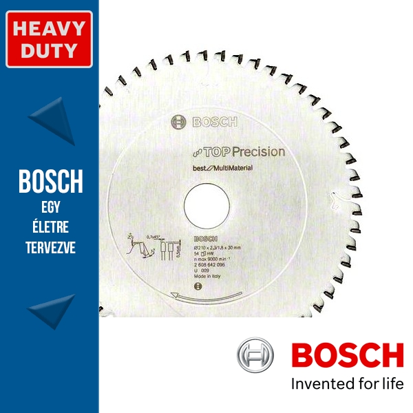 Bosch Körfűrészlap, Top Precision faanyagokhoz asztali körfűrészekhez 250mm 40fog