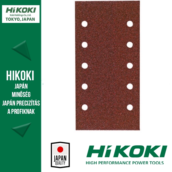 Hikoki (Hitachi) 10lyukú tépőzáras csiszolópapír (rezgőcsiszolókhoz) - 115 x 230mm / K180 - 10db/csomag