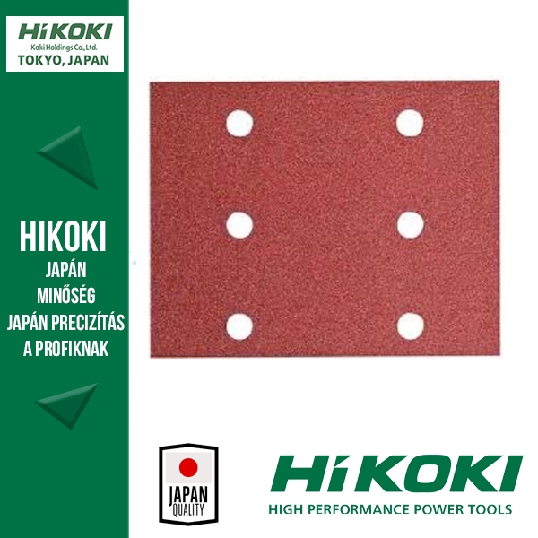 Hikoki (Hitachi) 6lyukú csiptetős csiszolópapír (rezgőcsiszolókhoz) - 114 x 140mm / K60 - 10db/csomag