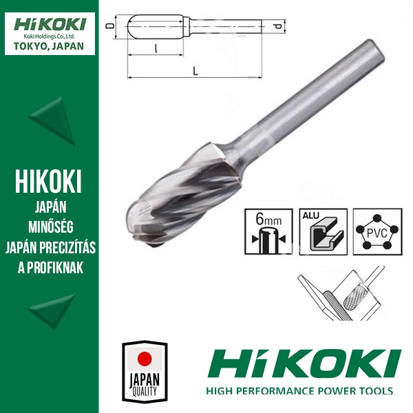 Hikoki (Hitachi) Turbómaró 6mm befogás - "FLAME" / ISO "H" FORMA - 780742