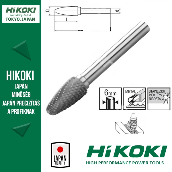 Hikoki (Hitachi) Turbómaró 6mm befogás - DIN 8033 “RBF” / ISO “F” FORMA - 780759