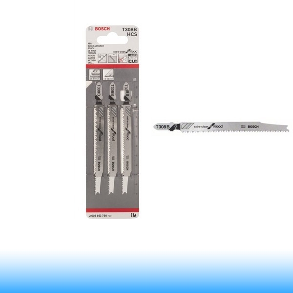 Szúrófűrészlap T 308 B Bosch Extra-clean for Hard Wood, egyenes vágáshoz, 117 mm - 3db