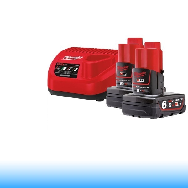 Milwaukee M12 NRG-602 M12™ NRG szett (2 x 6,0 Ah akkumulátor és C12 C töltő)