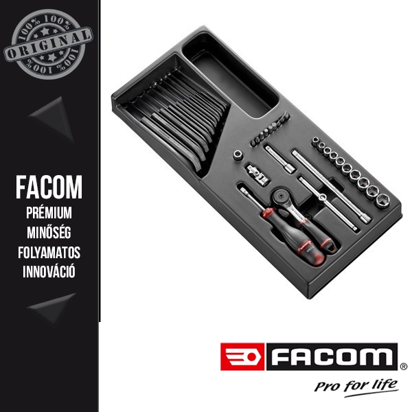 FACOM modul 1/4” Hatlapú dugókulcs készlet tartozékokkal