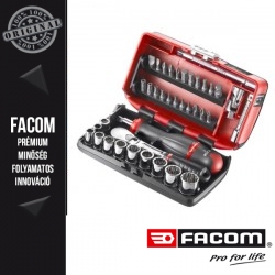 FACOM Rnano Ultrakompakt racsni- és dugókulcs készlet bitekkel, 1/4", 12 pontos, colos, 38 db-os