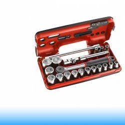 FACOM Racsni- és dugókulcs készlet, 1/2", 6 pontos, metrikus 21 db-os
