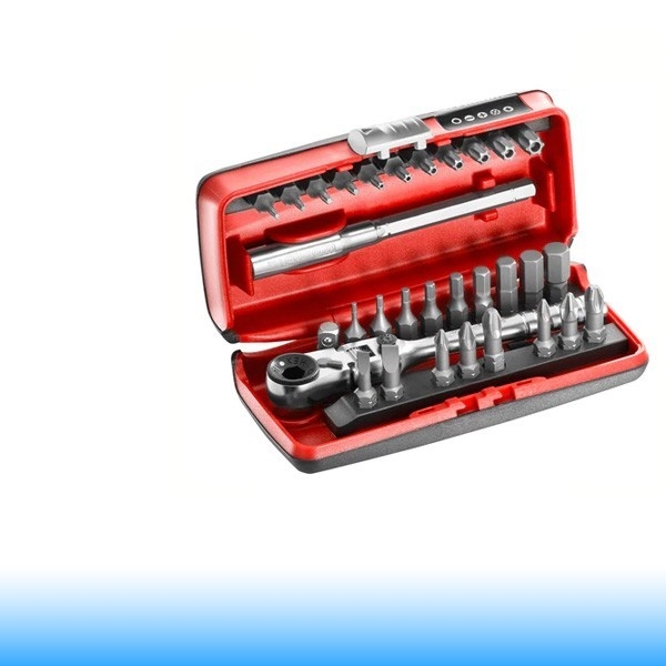 FACOM Ultra kompakt Racsni- és bitkészlet, csuklós racsnival, 1/4", 31 db-os