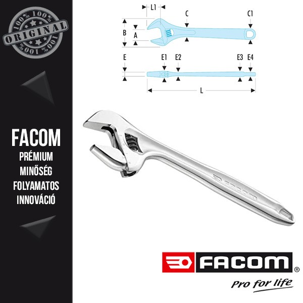 FACOM Gyors beállítású csavarkulcs fém fogantyúval - 450 mm