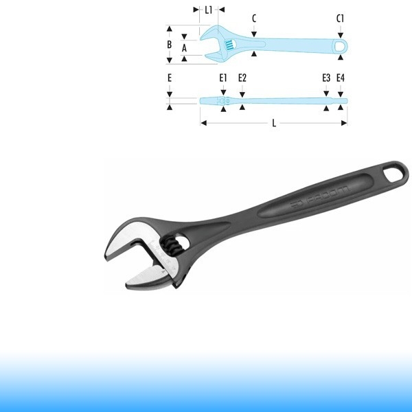 FACOM Állítható csavarkulcs foszfátozott felülettel, fekete - 6" / 155 mm
