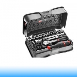 FACOM Bit- és dugókulcs készlet racsnival, 6 pontos, 1/4" - 37 db-os