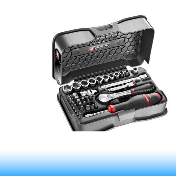 FACOM Bit- és dugókulcs készlet racsnival, 6 pontos, 1/4" - 37 db-os