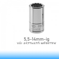 FACOM Dugókulcsok, 1/4", 12 lapú, metrikus méretek, 5,5-14 mm