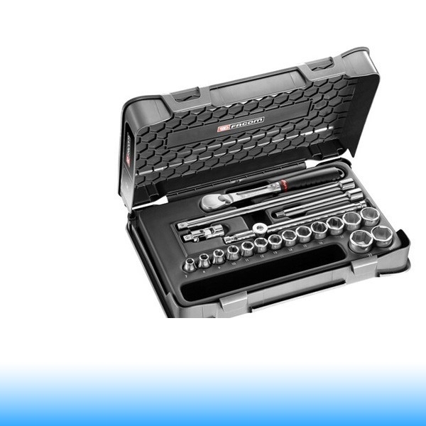 FACOM Dugókulcs készlet irányváltós racsnival, 6 pontos, 3/8", metrikus méretek - 20 db-os