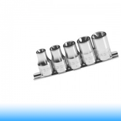 FACOM Dugókulcs készlet fém tartóban, 3/8", TORX, E8-E16 - 5 db-os