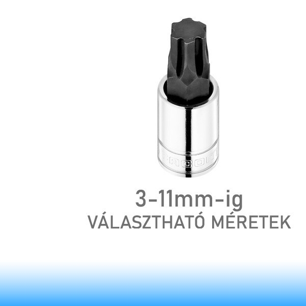 FACOM OGV GRIP Bit dugókulcsok, 3/8", hatszög, metrikus méretek, 3-11 mm