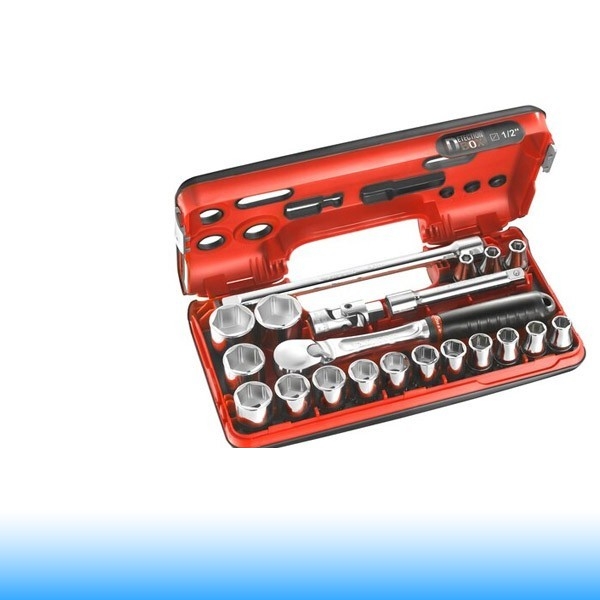 FACOM Dugókulcs készlet irányváltós racsnival, 6 pontos, 1/2", metrikus méretek - 21 db-os