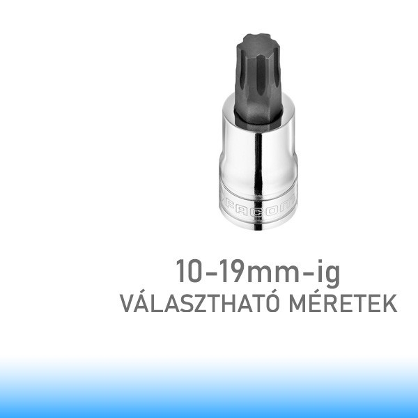 FACOM OGV Grip Bit dugókulcsok, 1/2", hatszög, metrikus méretek, 10-19mm