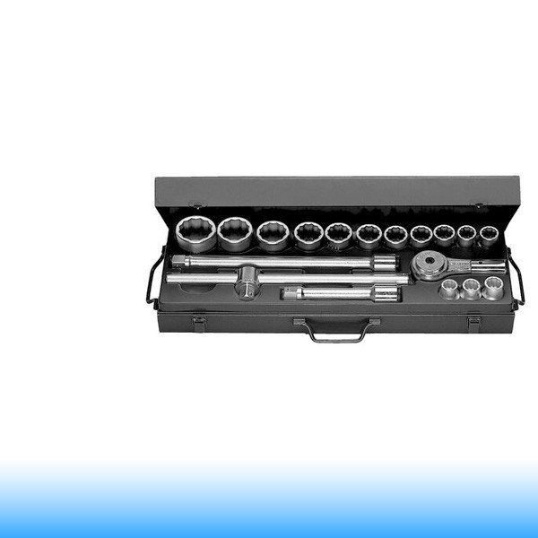 FACOM Dugókulcs készlet fém tárolódobozban, 12 pontos, 3/4", metrikus méretek - 18 db-os