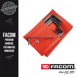 FACOM Rövid Imbuszkulcs készlet tárcában, hatszögű, colos méretek, 10db-os készlet