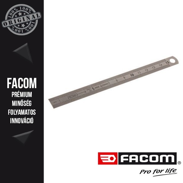 FACOM Metrikus rozsdamentes acél vonalzó, 2 oldalú, 150mm