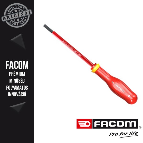 FACOM PROTWIST VDE 1000V-ig szigetelt csavarhúzó, laposfejű, 6,5 x 200mm