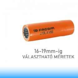 FACOM 1000V-ig szigetelt, 12 pontos hosszú dugókulcsok, 3/8", 16-19mm