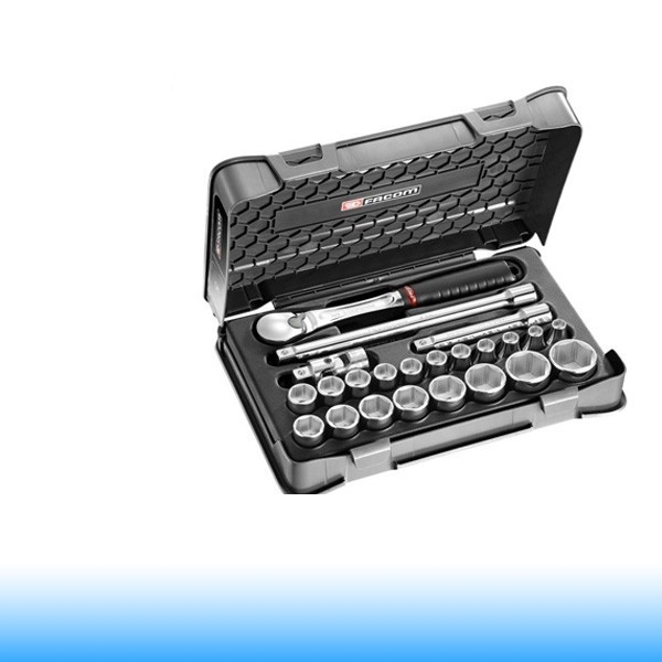 FACOM 1/2" Dugókulcs készlet irányváltós racsnival, 6 lapú, 8-32mm, 23db-os