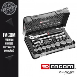 FACOM 1/2" Dugókulcs készlet irányváltós zárható racsnival, 12 lapú, 8-32mm, 23db-os