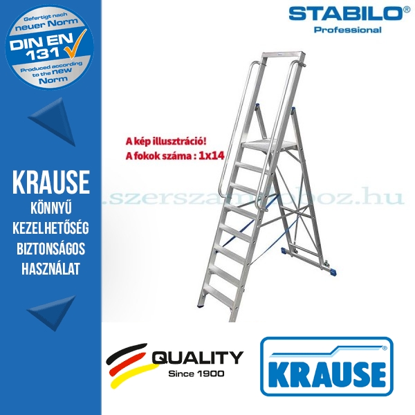 Krause Stabilo Professional lépcsőfokos állólétra nagy dobogóval 14 fokos 