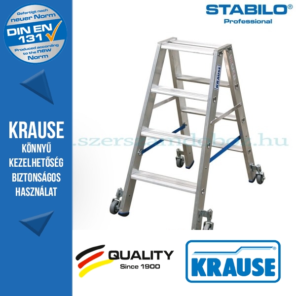 Krause Stabilo Professional lépcsőfokos két oldalon járható létra, gurítható 2x4 fokos