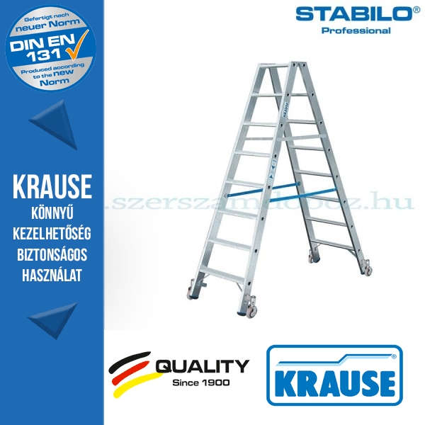 Krause Stabilo Professional lépcsőfokos két oldalon járható létra, gurítható 2x8 fokos