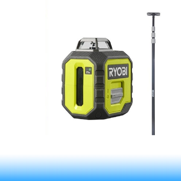 Ryobi 360°-os zöld lézer készlet teleszkópos rúddal | RB360GLL-K