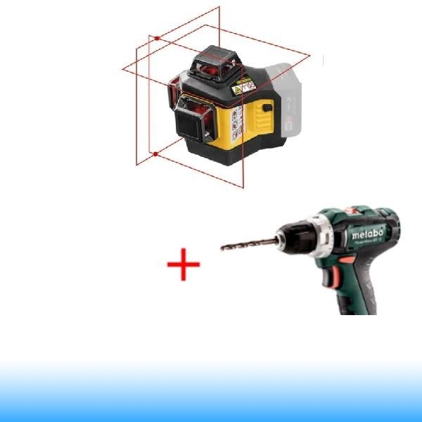 Metabo PowerMaxx BS 12 akkus fúrócsavarozó + Stabila LAX600 Többvonalas piros színű lézer