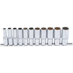 BGS Dugókulcskészlet, tizenkétszögletű, mély | (3/8") | 8 - 19 mm | 11 darabos