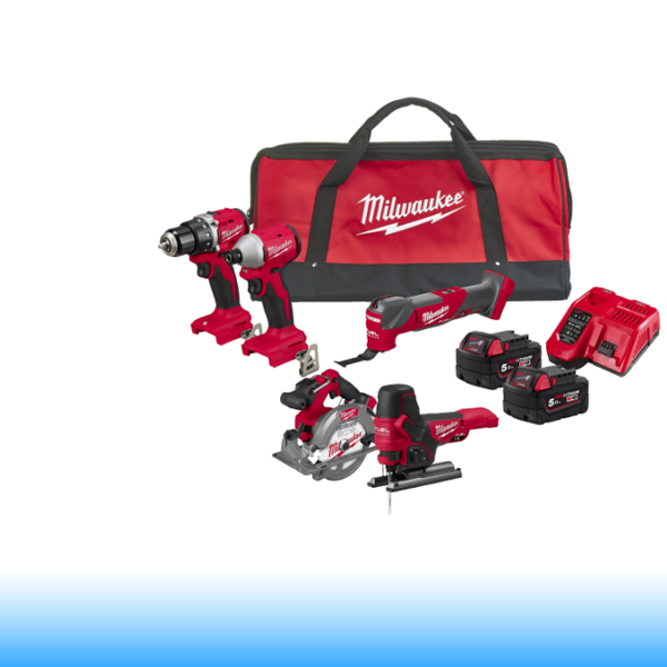 Milwaukee akkus gépszett M18 BLCPP5A-502B 18V 2x5,0 Ah, szerszámtáska