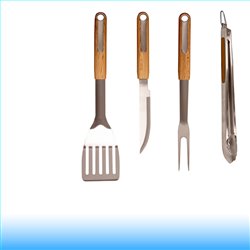 Riwall, RBBQ 4W SET, 4-részes prémium rozsdamentes acél grilleszköz készlet