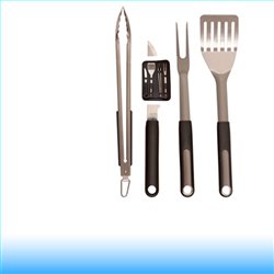Riwall, RBBQ 4B SET, 4-részes prémium rozsdamentes acél grilleszköz készlet
