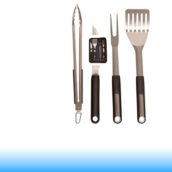 Riwall, RBBQ 4B SET, 4-részes prémium rozsdamentes acél grilleszköz készlet