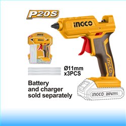 INGCO Akkus ragasztópisztoly 11 mm 20 V (akku és töltő nélkül)