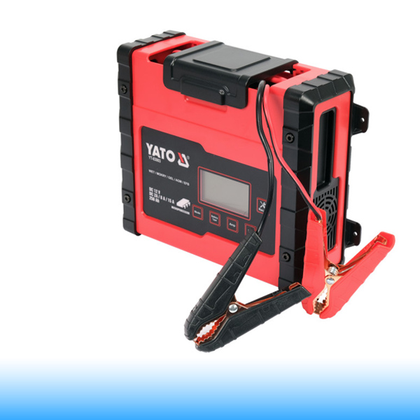 YATO Akkumulátor töltő 12 V 2/8/15 A max. 200 Ah LCD kijelző