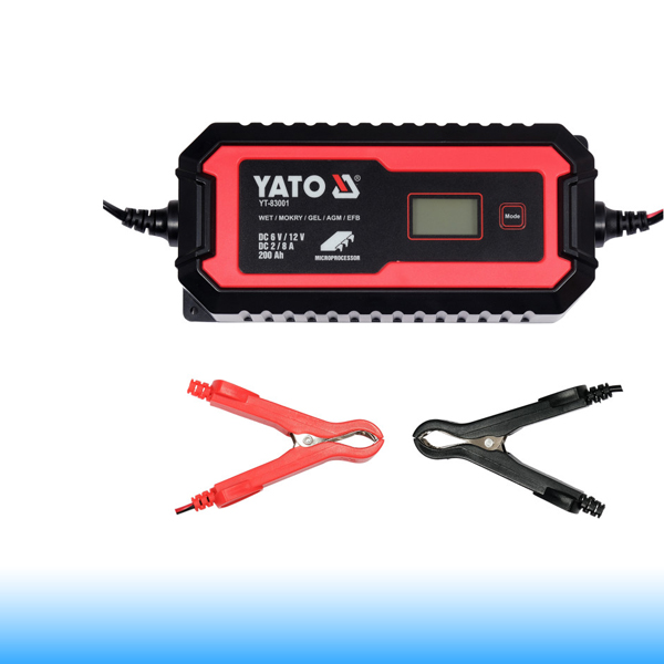 YATO Akkumulátor töltő 6/12 V 2/8 A max. 200 Ah LCD kijelző