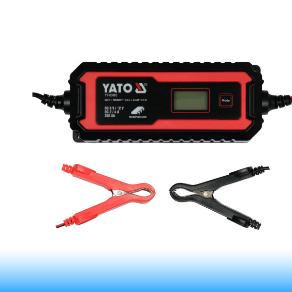 YATO Akkumulátor töltő 6/12 V 2/4 A max. 200 Ah LCD kijelző