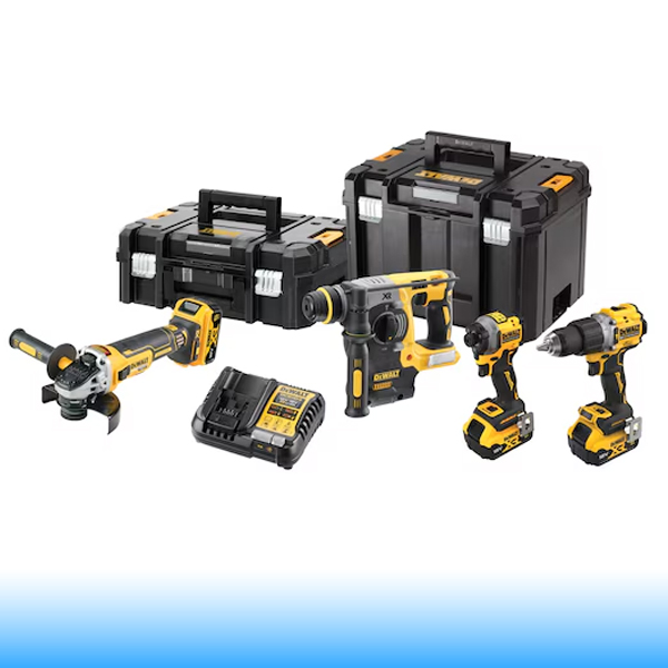 DeWALT DCK429P3T-QW – 18V XR szénkefe nélküli gépcsomag (4 gép, 3× 5,0 Ah)